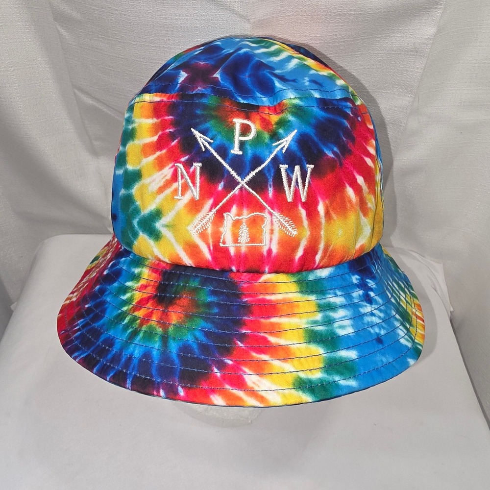 Freestyle PNW Oregon Tie Dye Bucket Hat Rainbow Festival‎ Sun Cap Mens Womens
